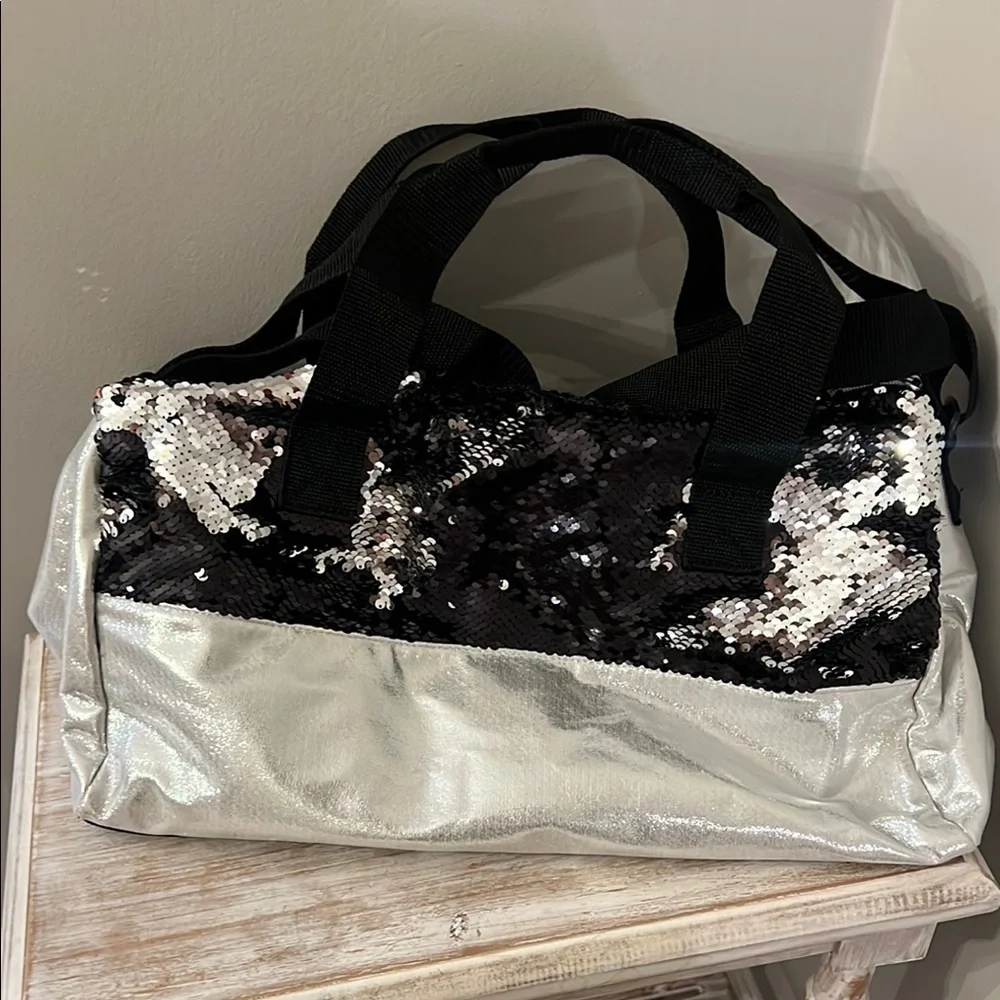 Justice Silver and Black Kids Swim Bag
